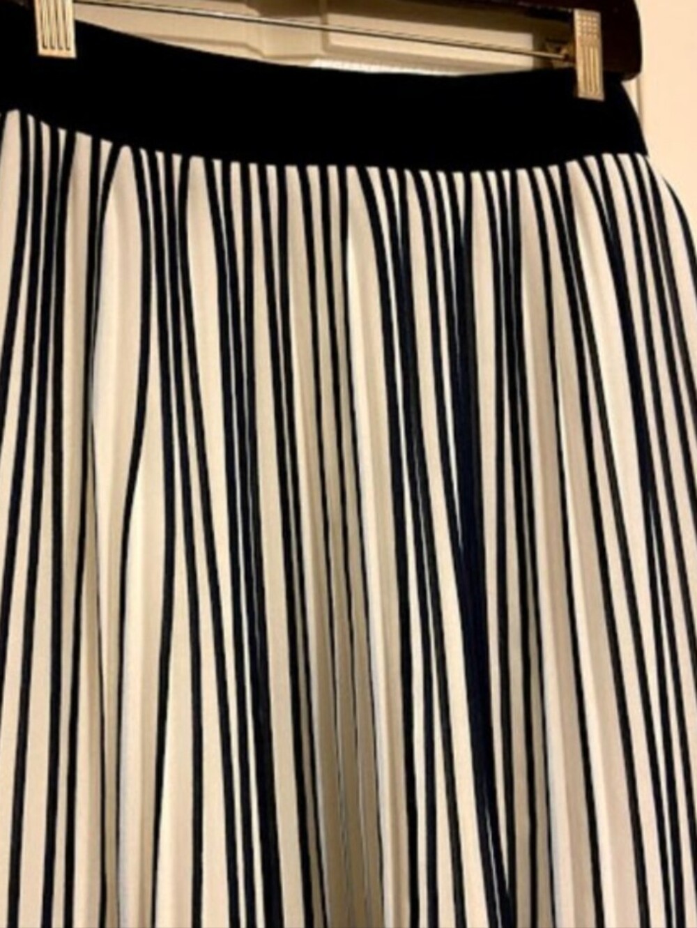 Bushwick - J. Crew Black and Cream Striped Circle Skirt Pleated